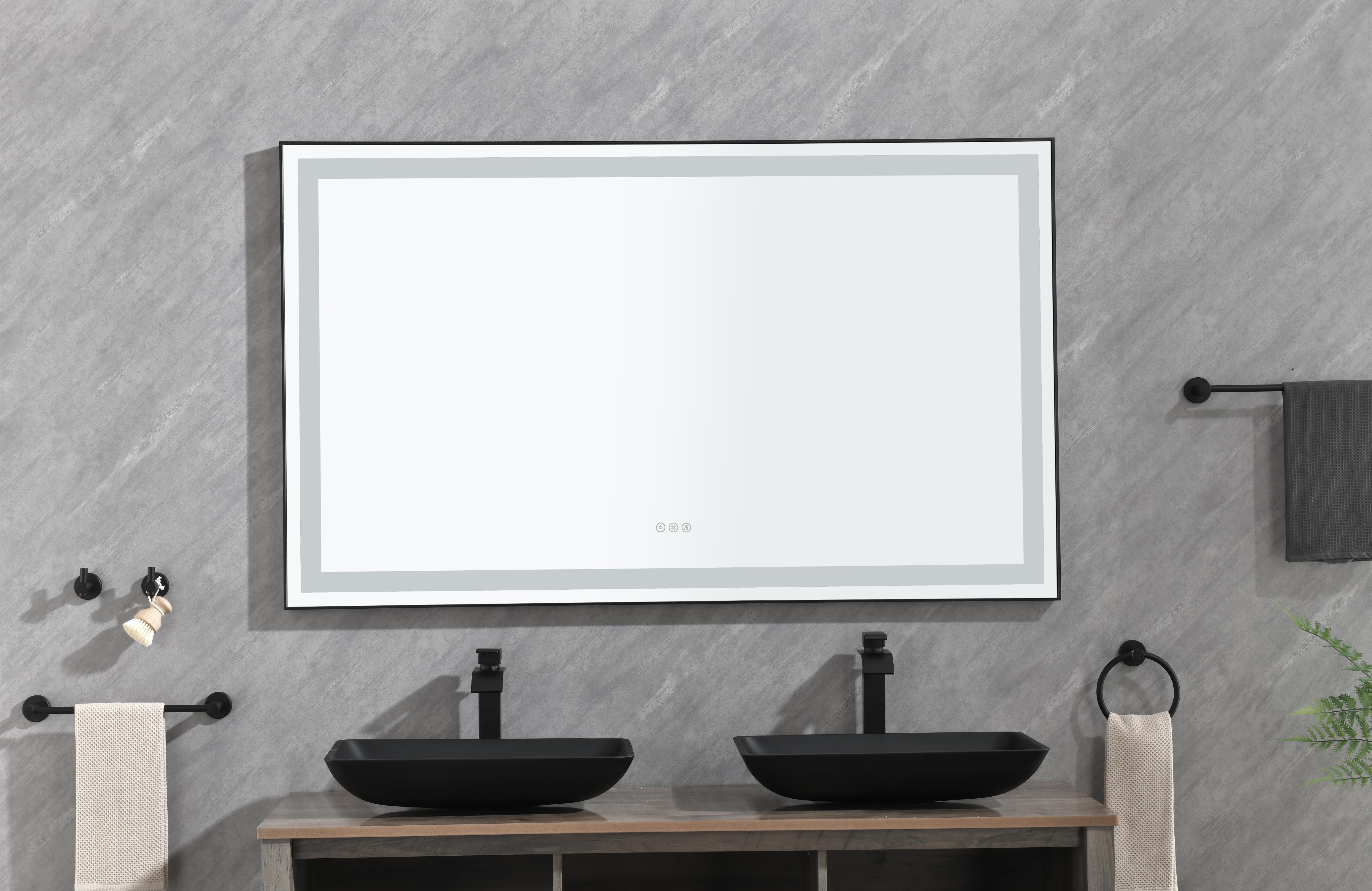 (ONLY FOR PICKUP) 72in. W x 48 in. H Super Bright Led Bathroom Mirror with Lights;  Metal Frame Mirror Wall Mounted Lighted Vanity Mirrors for Wall;  Anti Fog Dimmable Led Mirror for Makeup