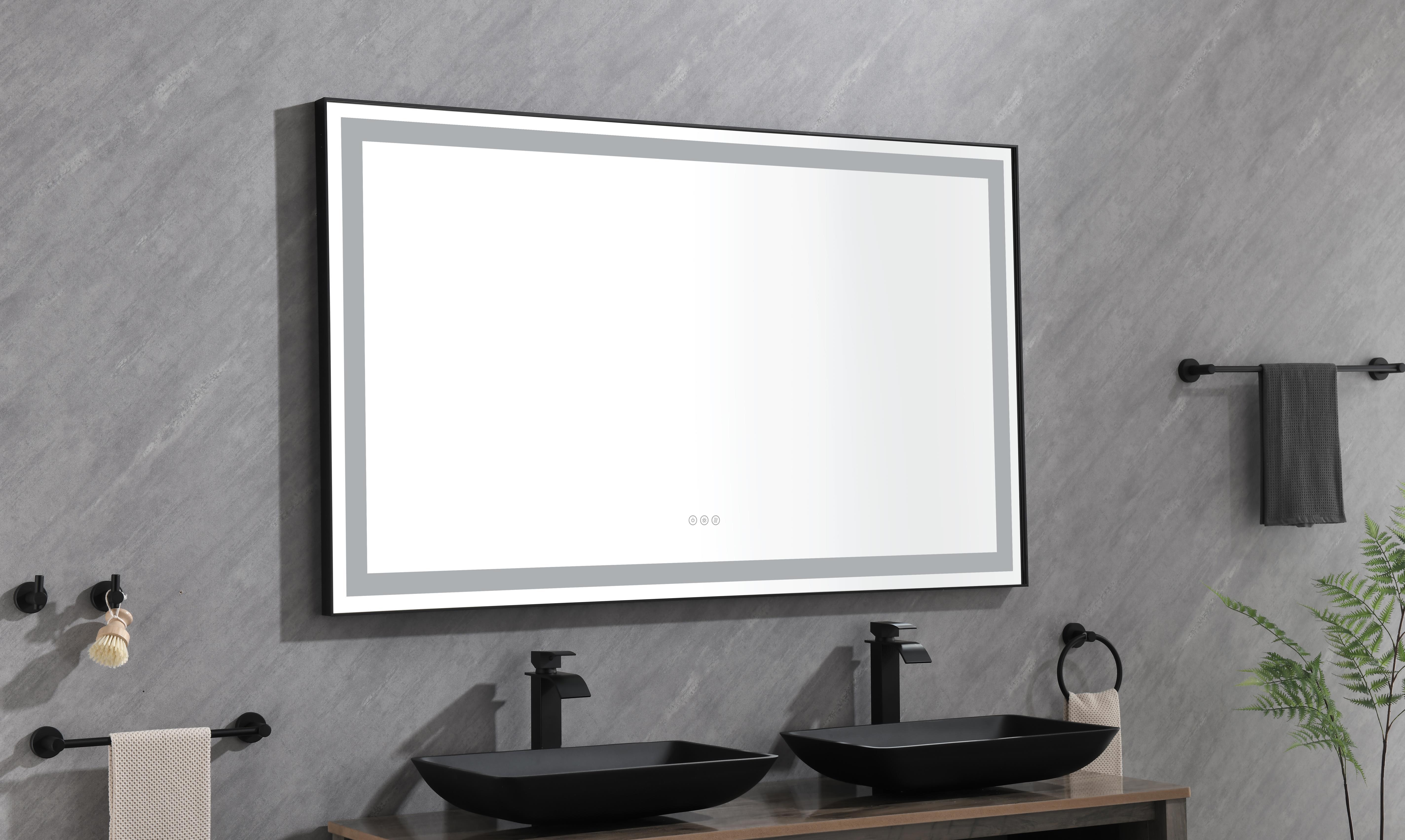 (ONLY FOR PICKUP) 60in. W x 48 in. H Super Bright Led Bathroom Mirror with Lights;  Metal Frame Mirror Wall Mounted Lighted Vanity Mirrors for Wall;  Anti Fog Dimmable Led Mirror for Makeup