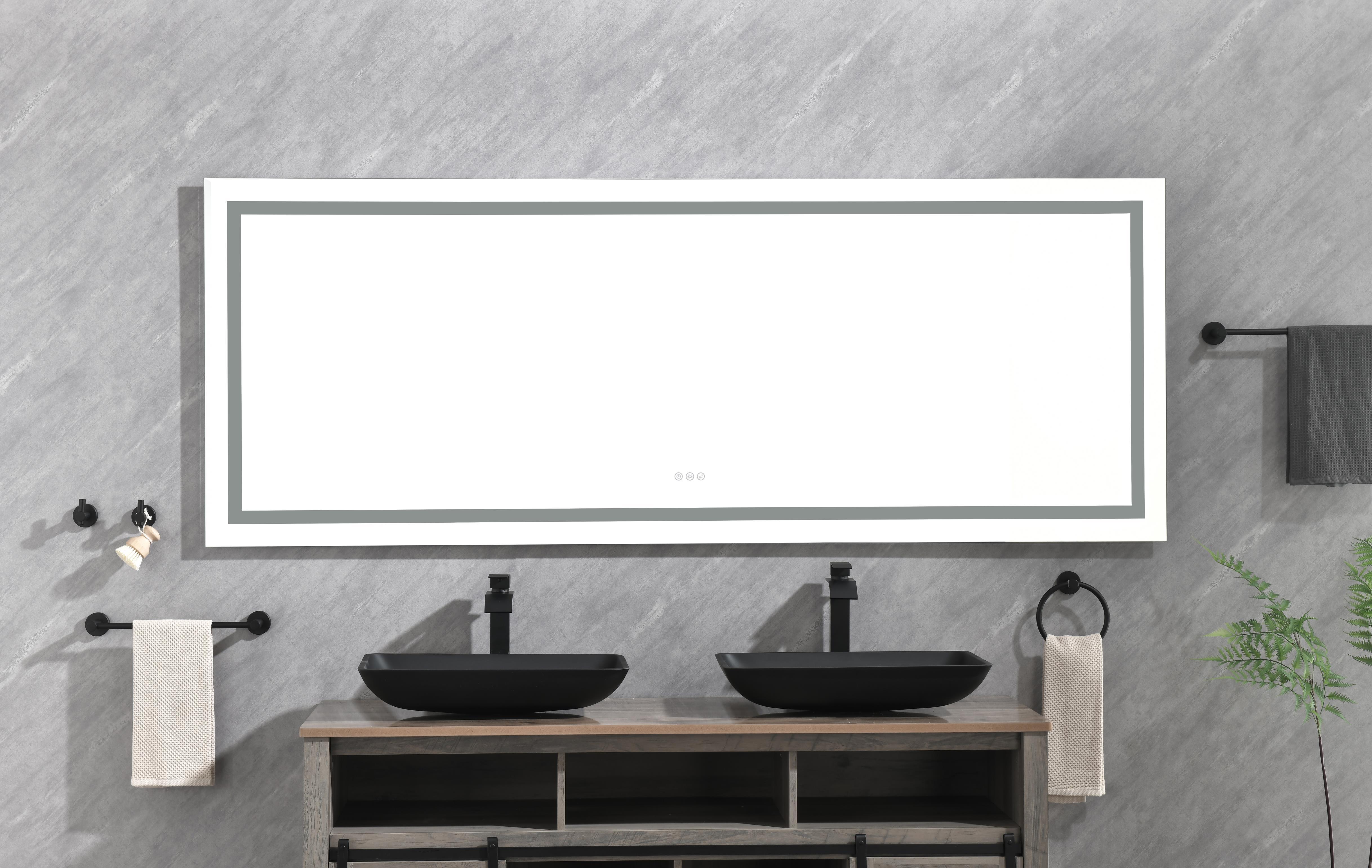 (ONLY FOR PICKUP)84*32 LED Lighted Bathroom Wall Mounted Mirror with High Lumen+Anti-Fog Separately Control  bedroom full-length mirror  bathroom led mirror  hair salon mirror