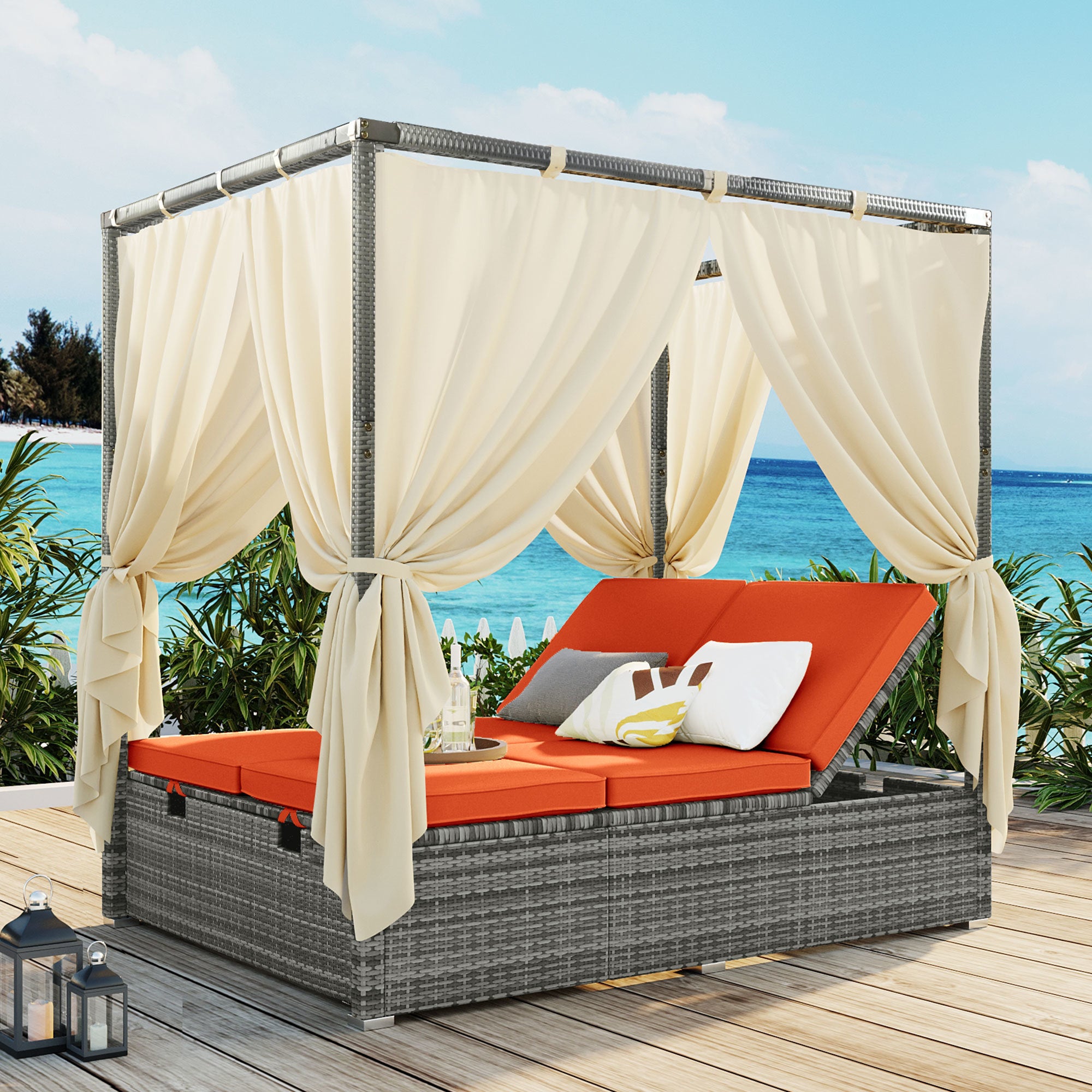 [Not allowed to sell to Wayfair]Adjustable Sun Bed With Curtain; High Comfort; With 3 Colors