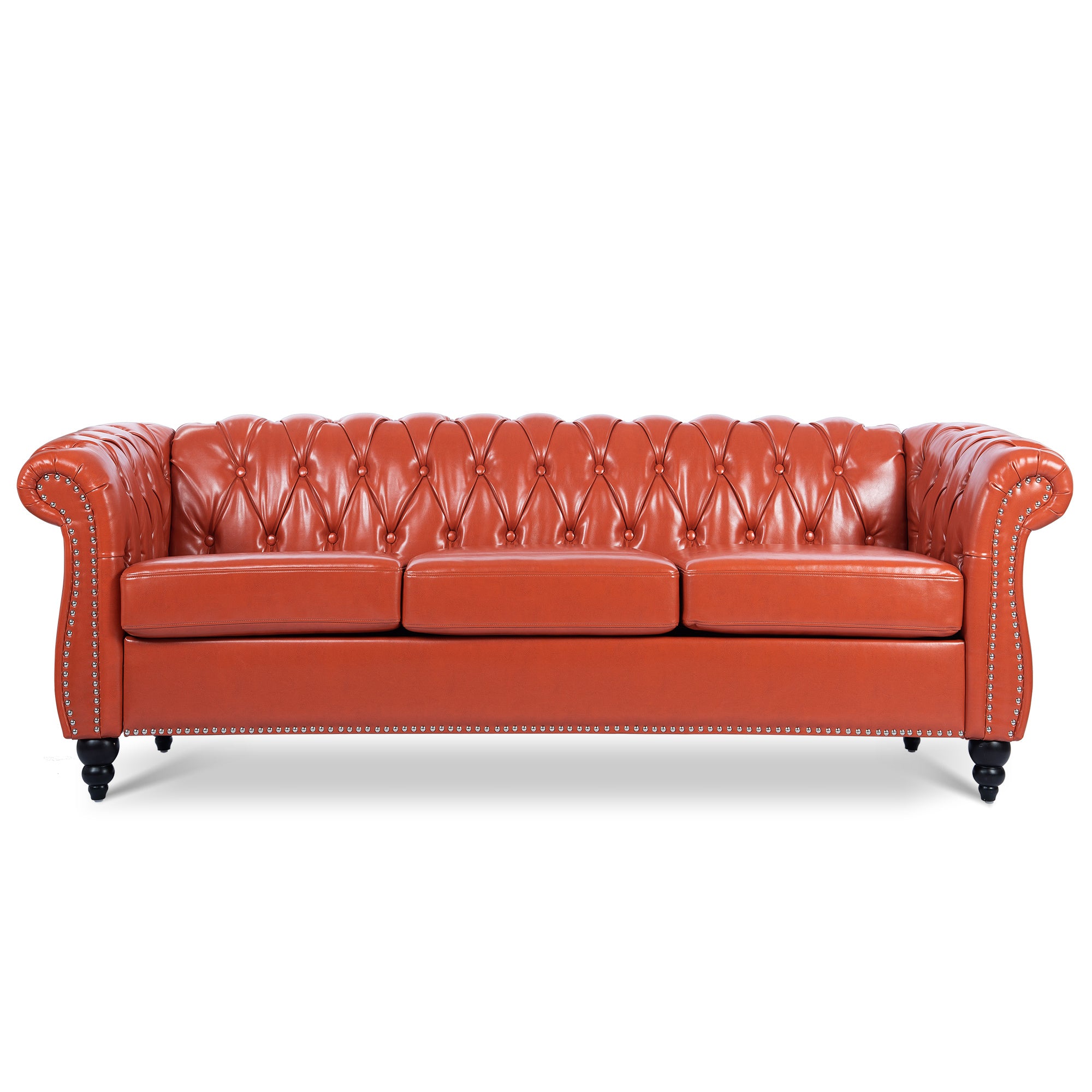 84.65" Rolled Arm Chesterfield 3 Seater Sofa.