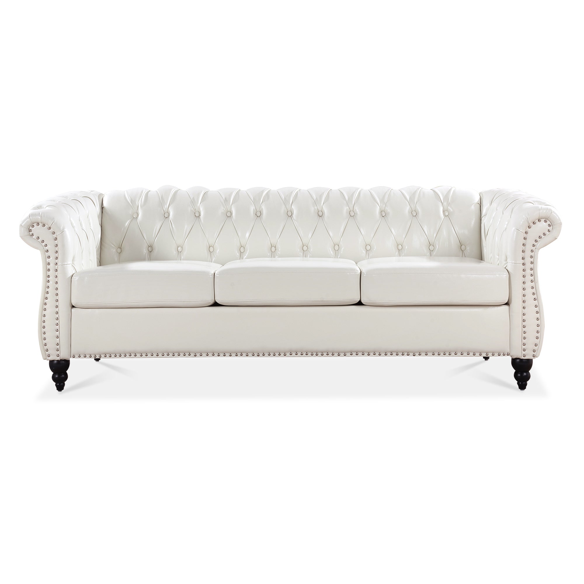 84.65" Rolled Arm Chesterfield 3 Seater Sofa.