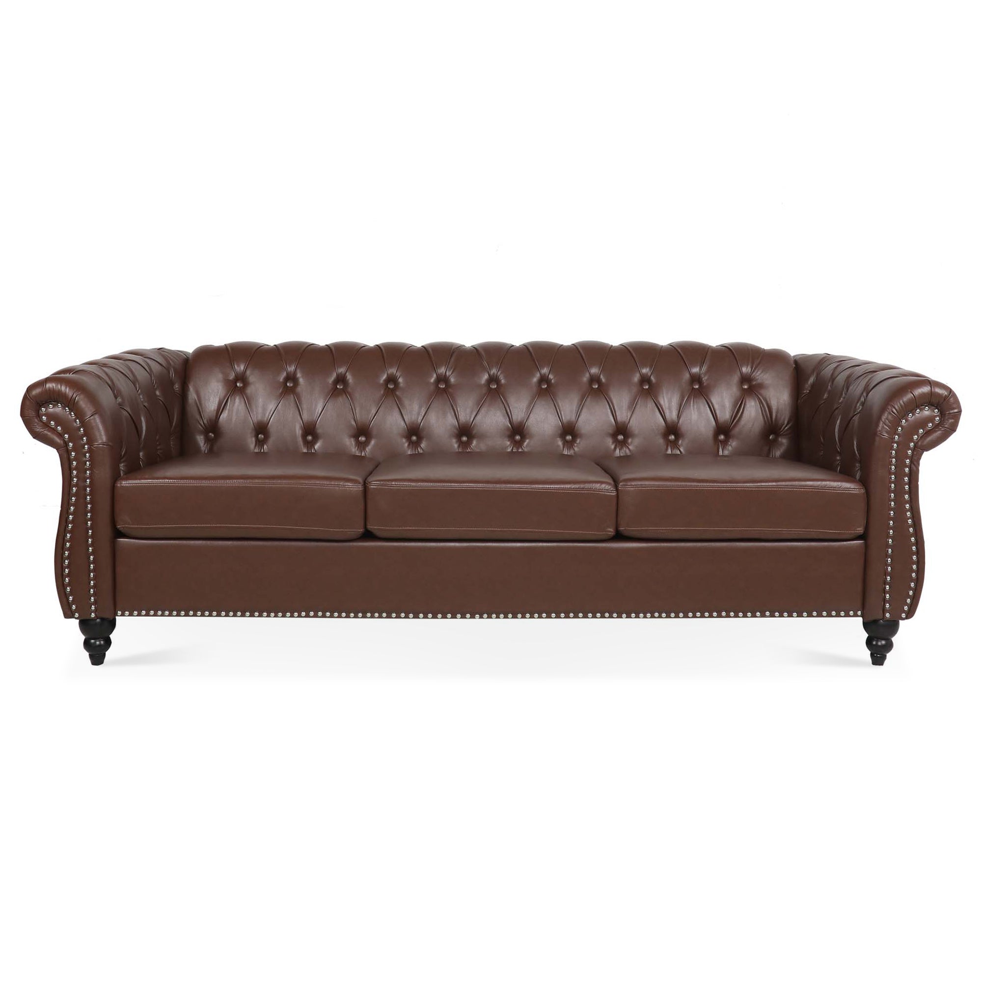 84.65" Rolled Arm Chesterfield 3 Seater Sofa.