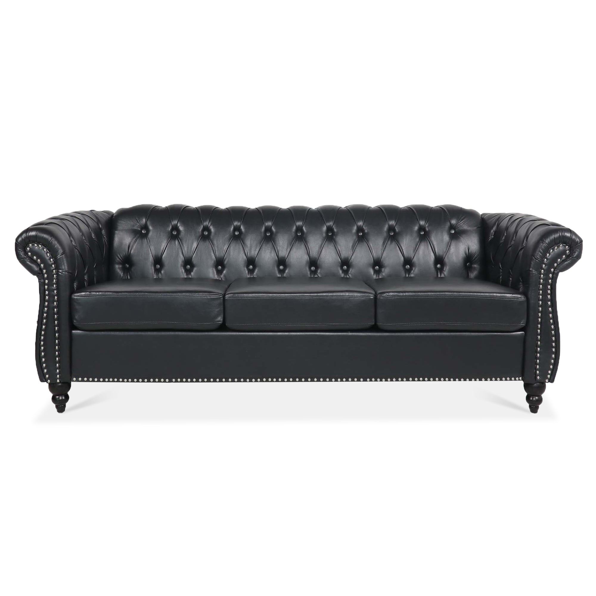 84.65" Rolled Arm Chesterfield 3 Seater Sofa.