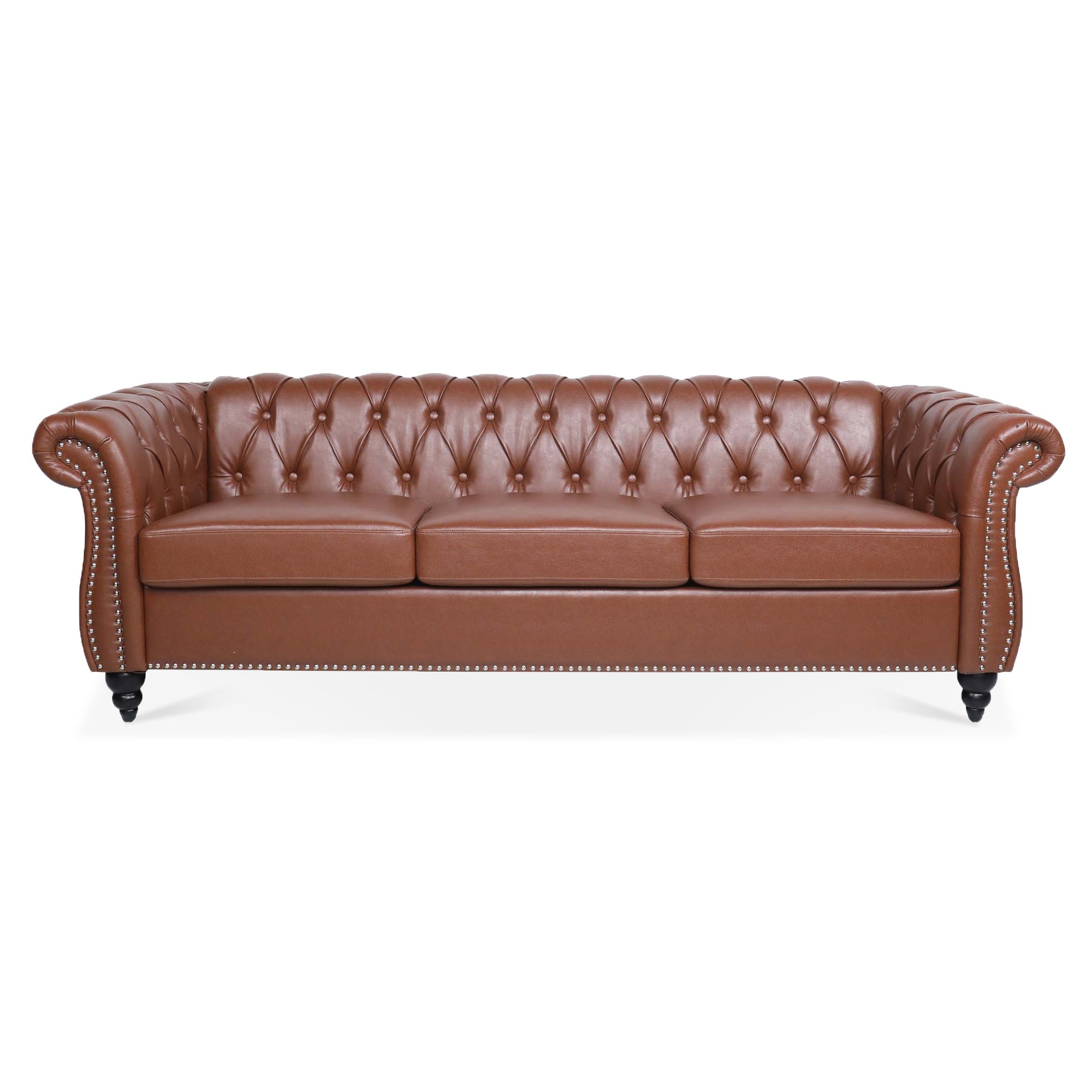 84.65" Rolled Arm Chesterfield 3 Seater Sofa.