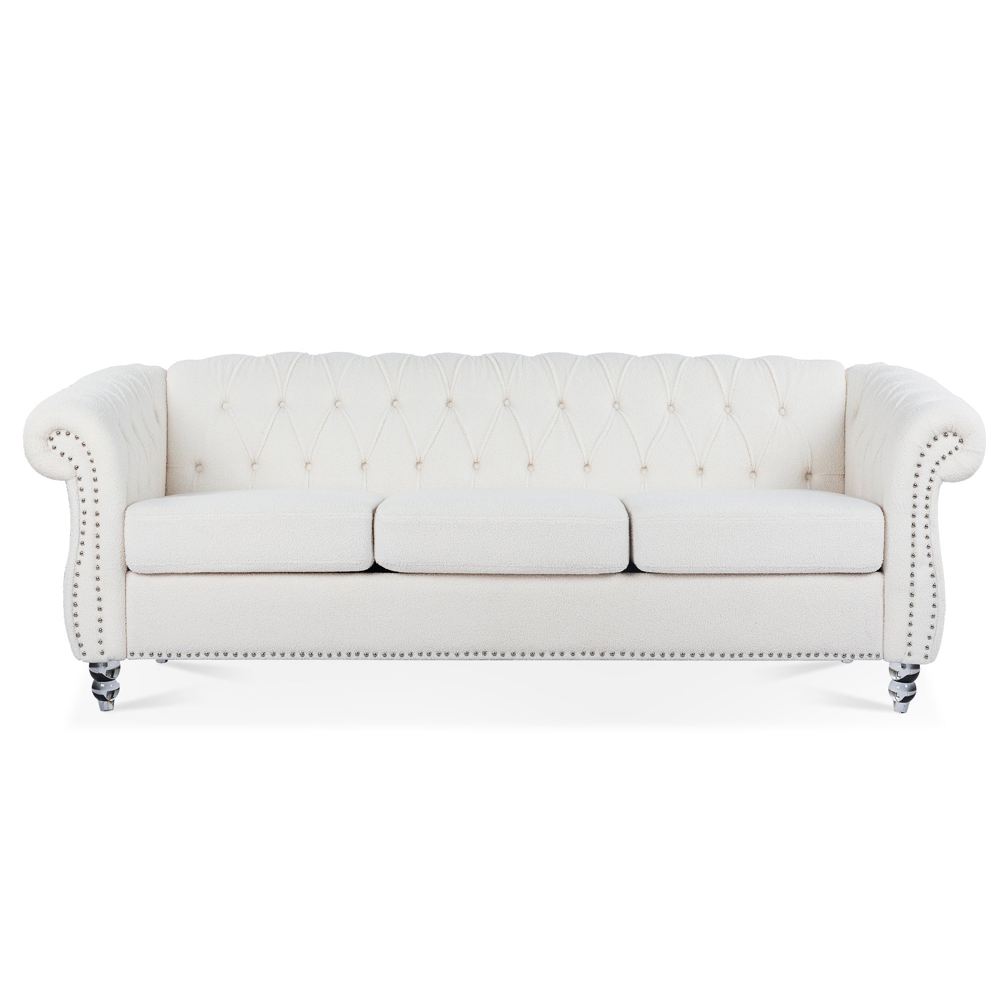 84.65" Rolled Arm Chesterfield 3 Seater Sofa.