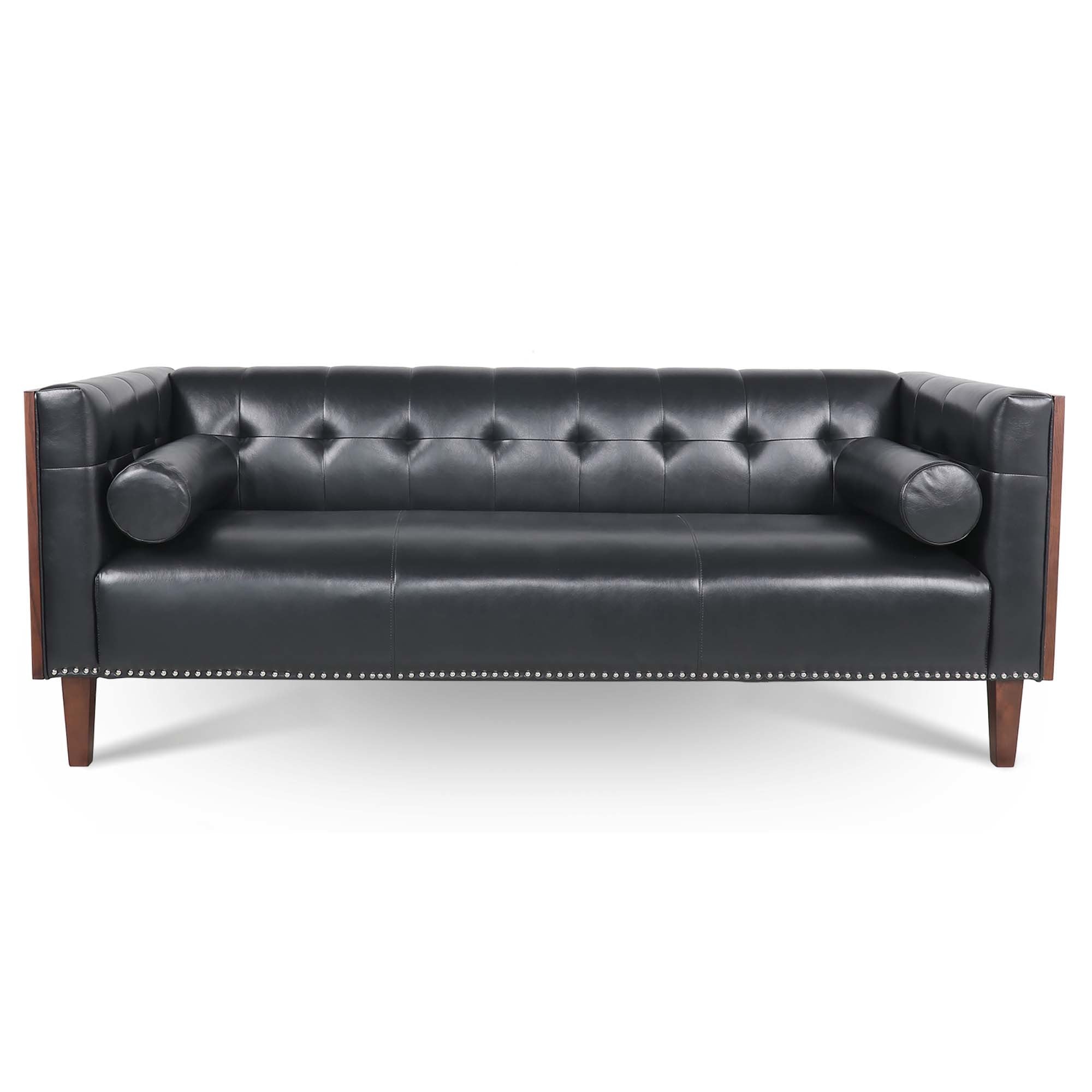 78.74" Wooden Decorated Arm 3 Seater Sofa