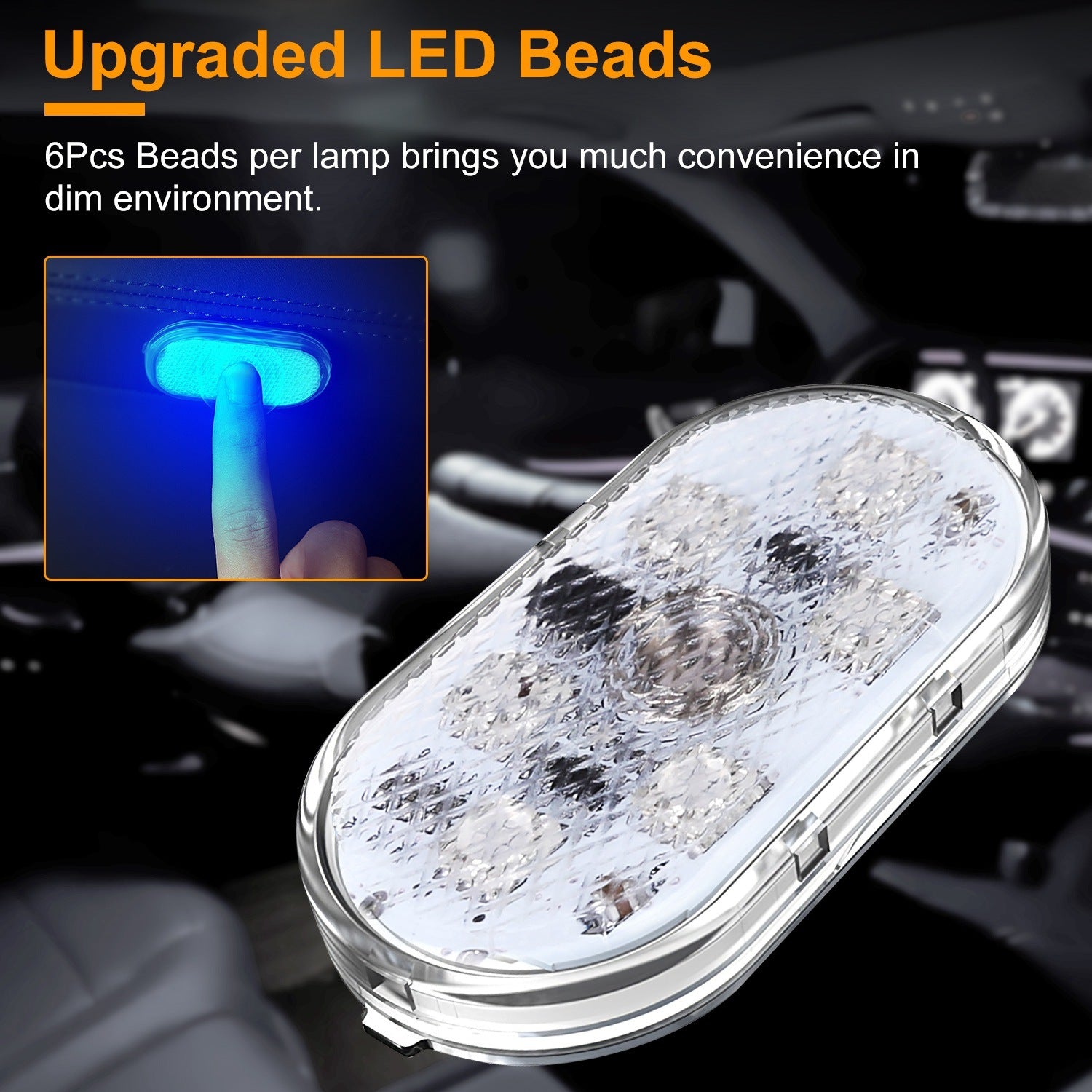 4Pcs Cordless Car Interior Light USB Rechargeable Magnetic Atmosphere Light 8 Lighting Mode Ambient Night Lamp