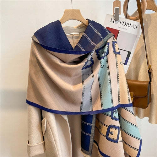 Winter Cashmere Scarf for Women Shawl Luxury Warm Print Thick Blanket