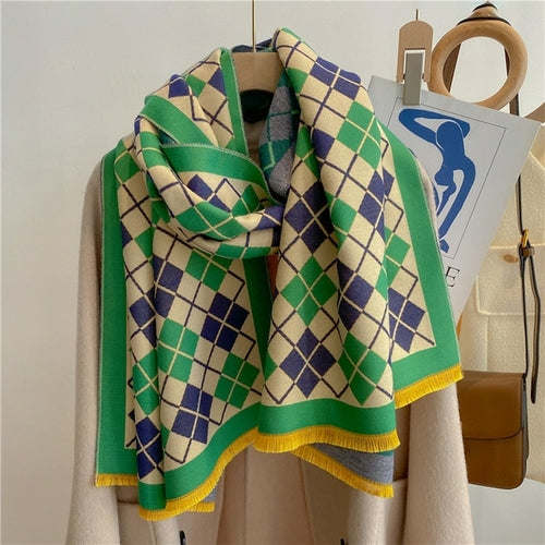 Winter Cashmere Scarf for Women Shawl Luxury Warm Print Thick Blanket