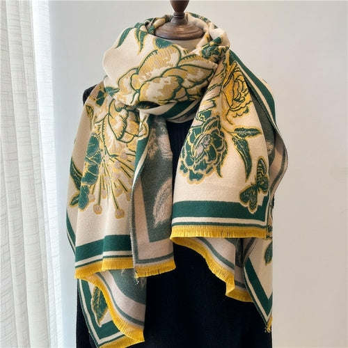 Winter Cashmere Scarf for Women Shawl Luxury Warm Print Thick Blanket