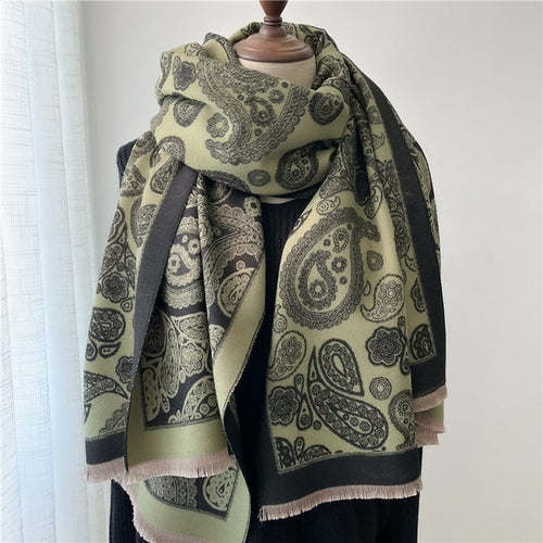 Winter Cashmere Scarf for Women Shawl Luxury Warm Print Thick Blanket