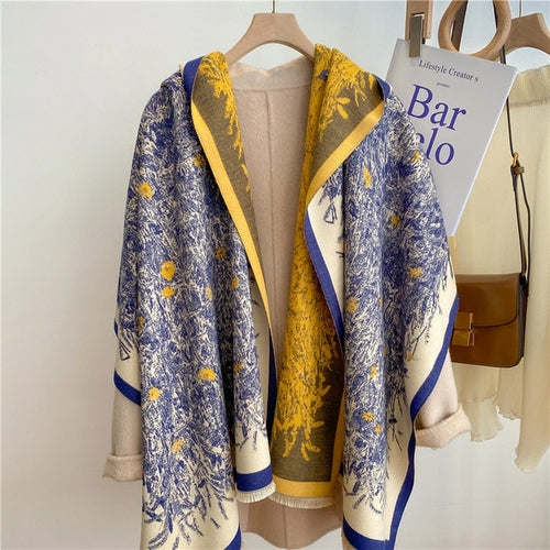 Winter Cashmere Scarf for Women Shawl Luxury Warm Print Thick Blanket