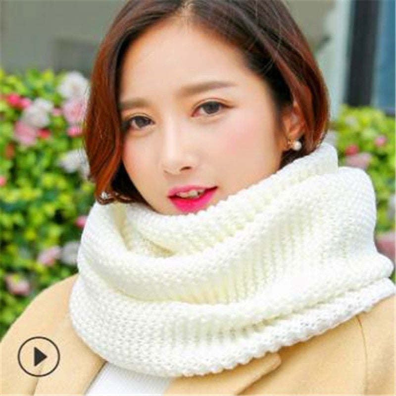 Winter han edition scarves knitting wool collar woman with thick warm pure color 2 trap head scarf