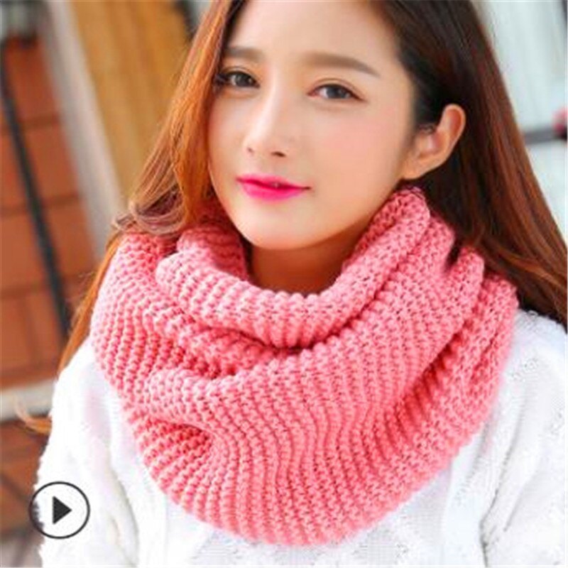 Winter han edition scarves knitting wool collar woman with thick warm pure color 2 trap head scarf