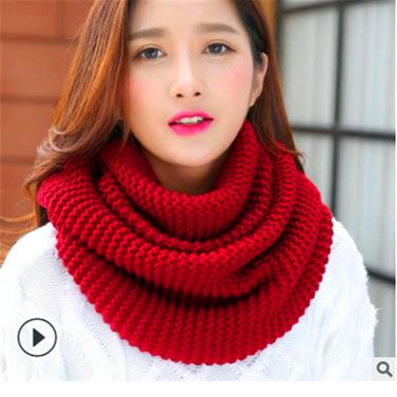 Winter han edition scarves knitting wool collar woman with thick warm pure color 2 trap head scarf