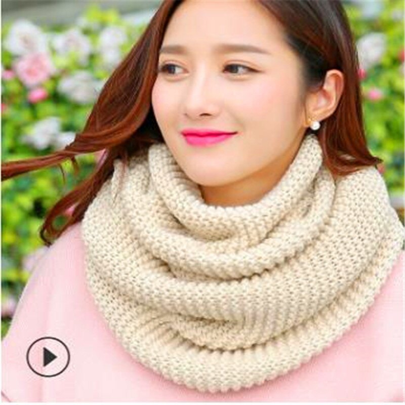 Winter han edition scarves knitting wool collar woman with thick warm pure color 2 trap head scarf