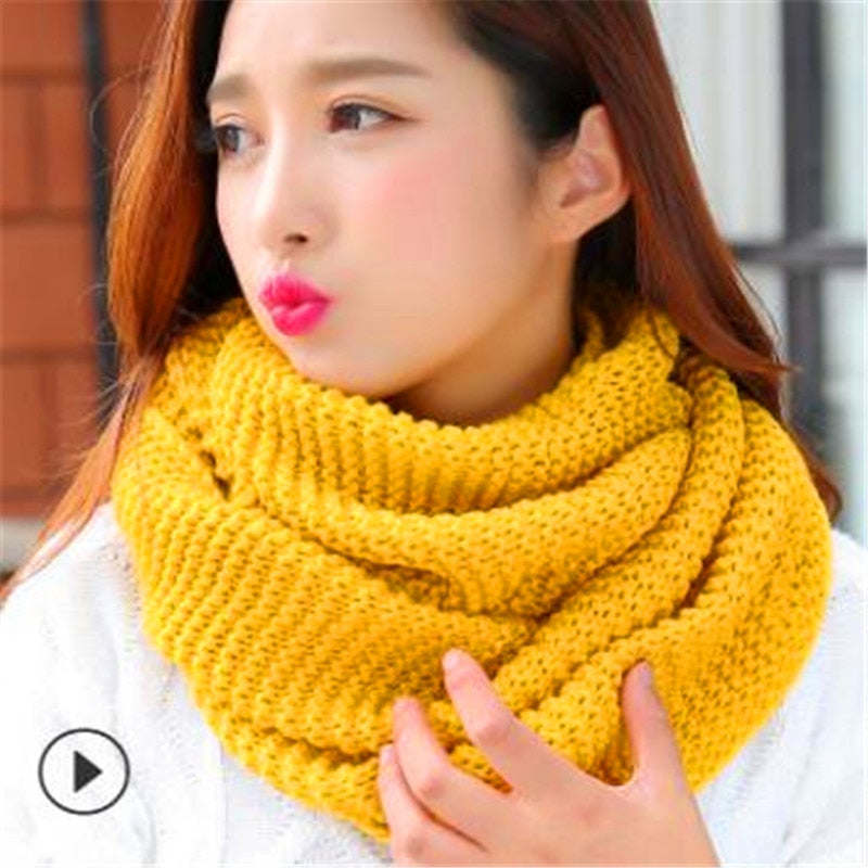 Winter han edition scarves knitting wool collar woman with thick warm pure color 2 trap head scarf