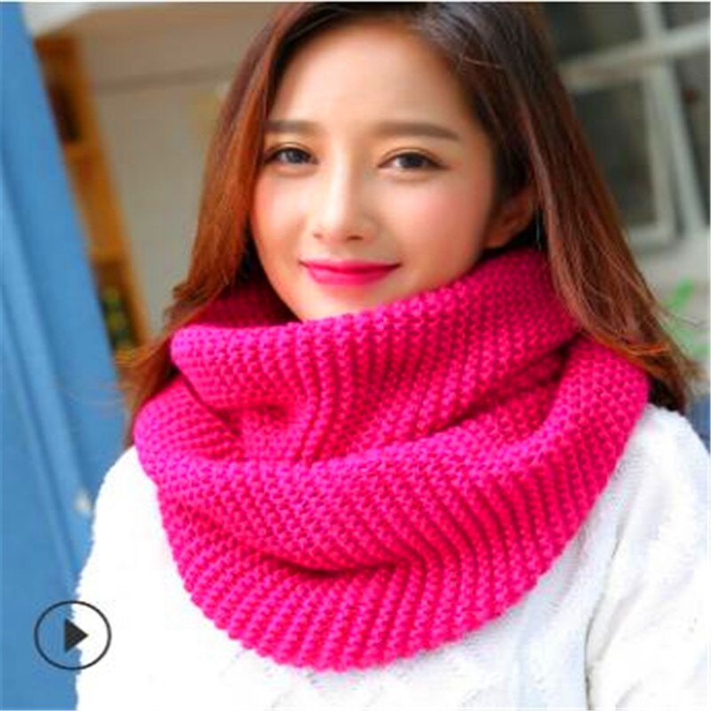 Winter han edition scarves knitting wool collar woman with thick warm pure color 2 trap head scarf