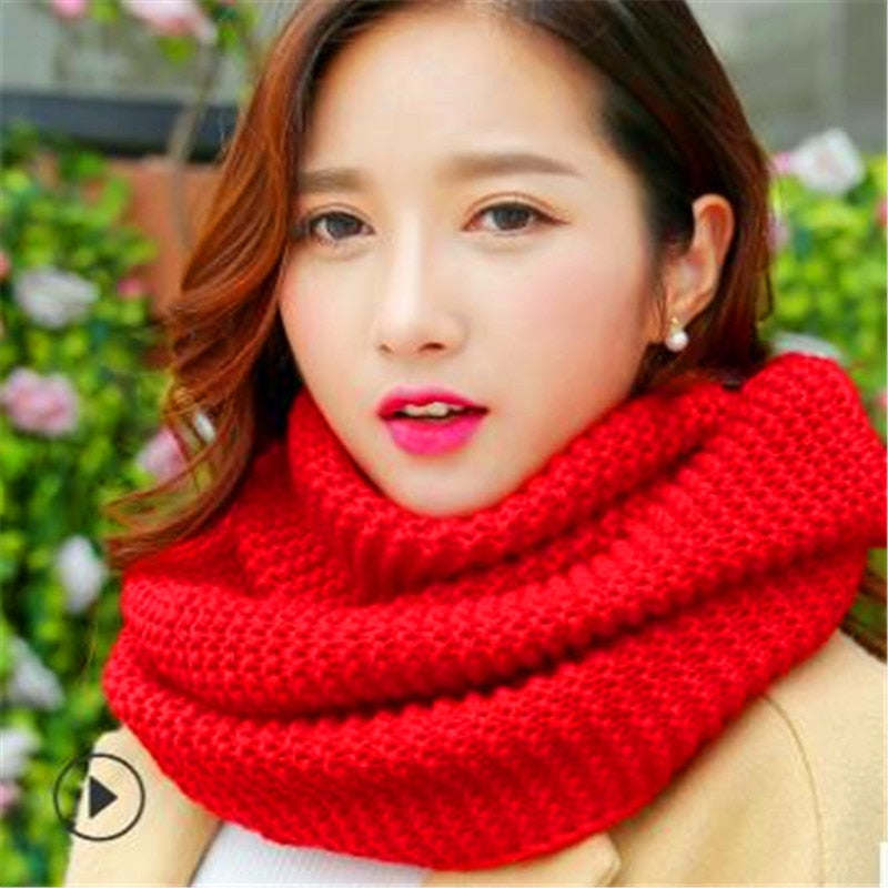 Winter han edition scarves knitting wool collar woman with thick warm pure color 2 trap head scarf