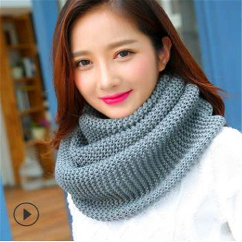 Winter han edition scarves knitting wool collar woman with thick warm pure color 2 trap head scarf