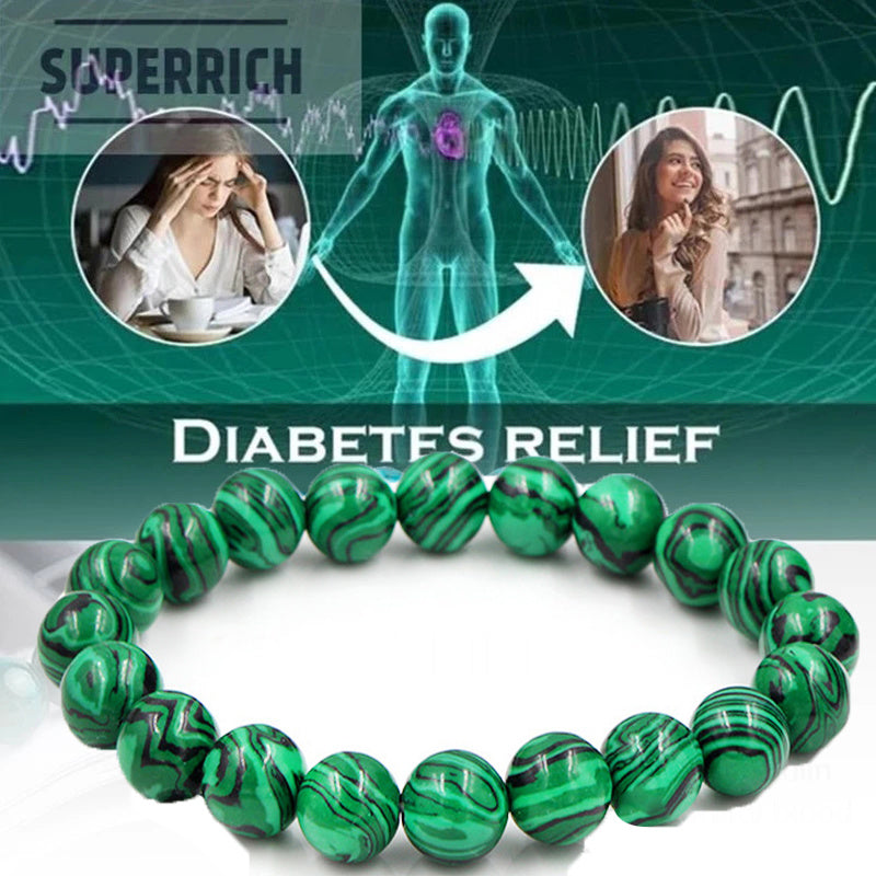 Chrysocolla Malachite Bracelet Women Men Natural Stone Beads Bracelet Round Diabetes Relief Bracelet Healing Lose Weight Jewelry