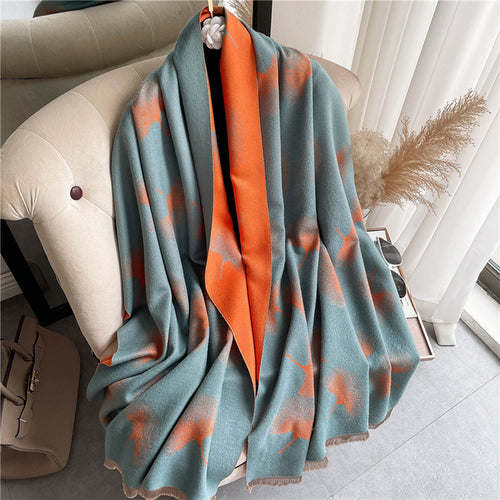 Thick Cashmere Scarf Hijab for Women Print Double sided Solid Pashmina