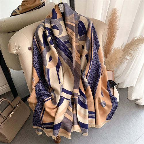 Thick Cashmere Scarf Hijab for Women Print Double sided Solid Pashmina