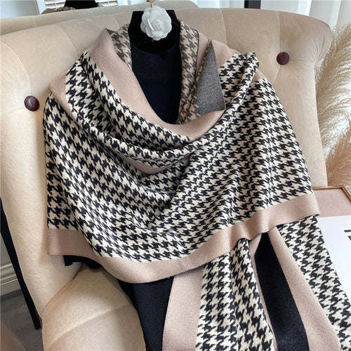 Thick Cashmere Scarf Hijab for Women Print Double sided Solid Pashmina