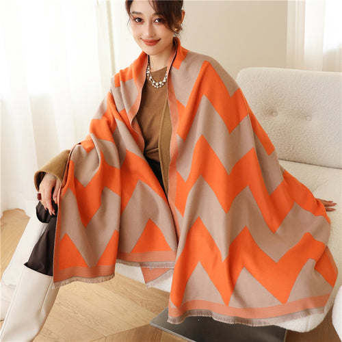 Thick Cashmere Scarf Hijab for Women Print Double sided Solid Pashmina