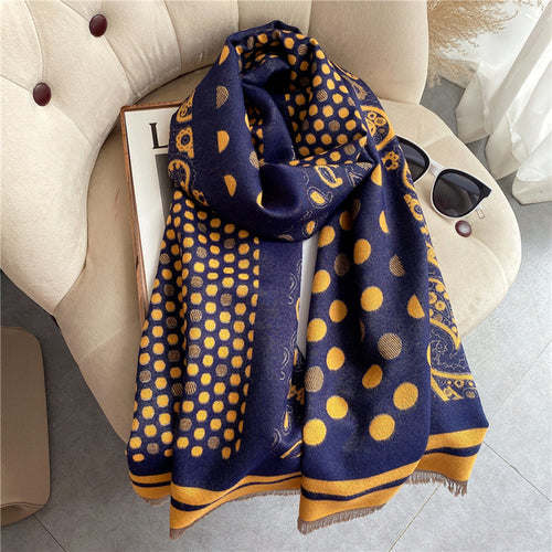 Thick Cashmere Scarf Hijab for Women Print Double sided Solid Pashmina