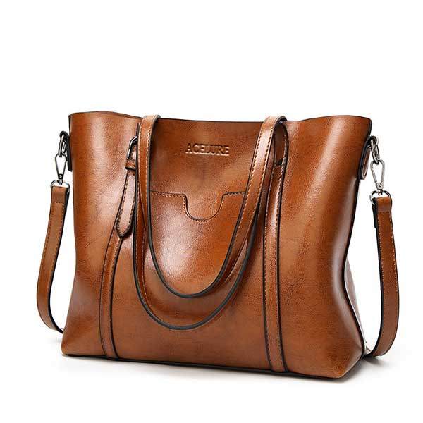 Women bag Oil wax Women Leather Handbags Luxury Lady Hand Bags With Purse Pocket Women messenger bag Big Tote Sac Bols