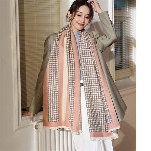 Thick Cashmere Scarf Hijab for Women Print Double sided Solid Pashmina