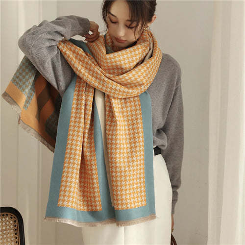 Thick Cashmere Scarf Hijab for Women Print Double sided Solid Pashmina