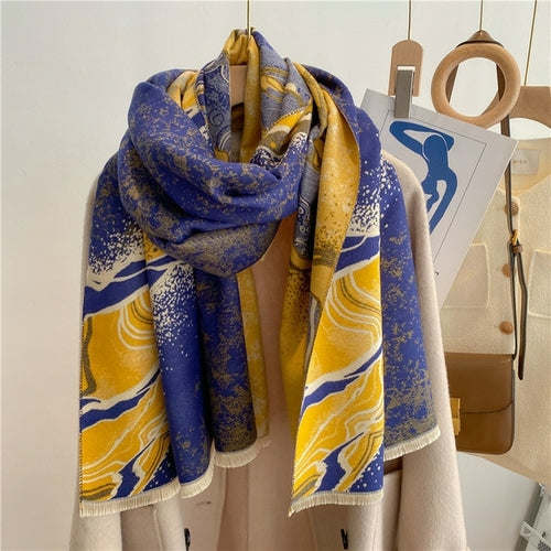 Winter Cashmere Scarf for Women Shawl Luxury Warm Print Thick Blanket