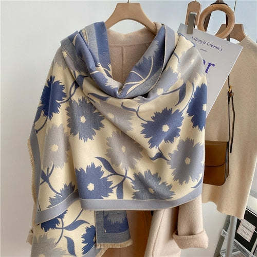 Winter Cashmere Scarf for Women Shawl Luxury Warm Print Thick Blanket