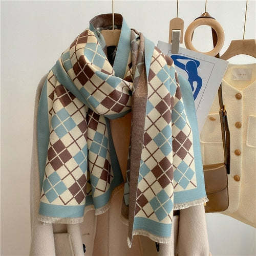 Winter Cashmere Scarf for Women Shawl Luxury Warm Print Thick Blanket