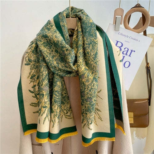 Winter Cashmere Scarf for Women Shawl Luxury Warm Print Thick Blanket