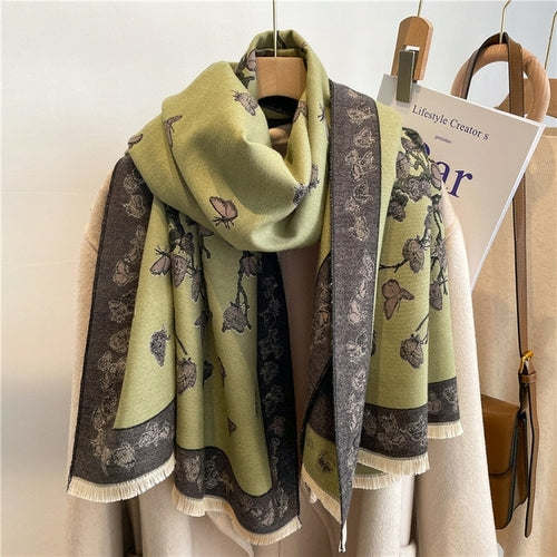 Winter Cashmere Scarf for Women Shawl Luxury Warm Print Thick Blanket