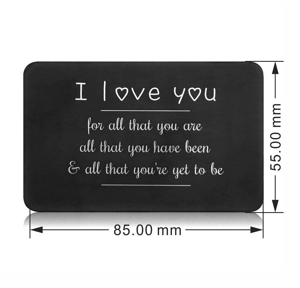 Wallet Insert Card Gifts for Him Men Husband Valentine From Wife Girlfriend Boyfriend Anniversary Birthday Groom Fiancé