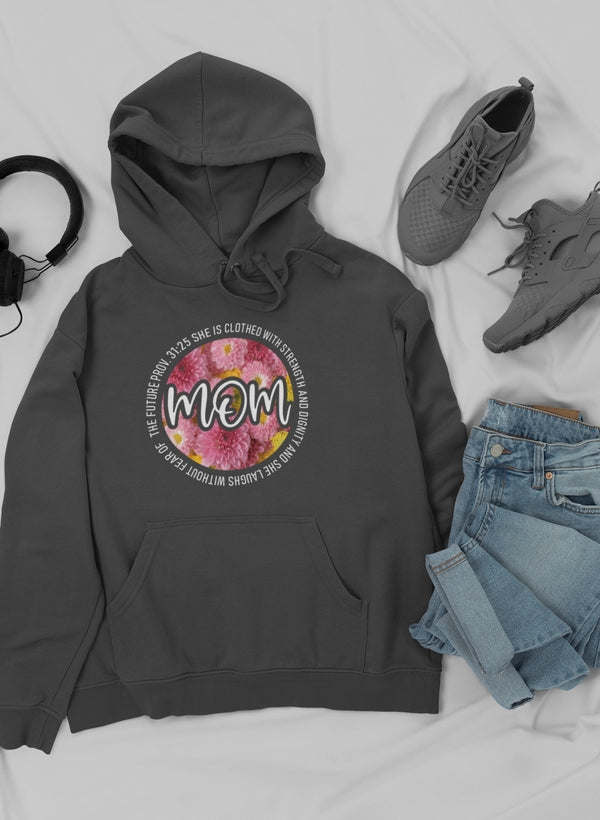 She Is Strong Proverbs Floral Mom Hoodie