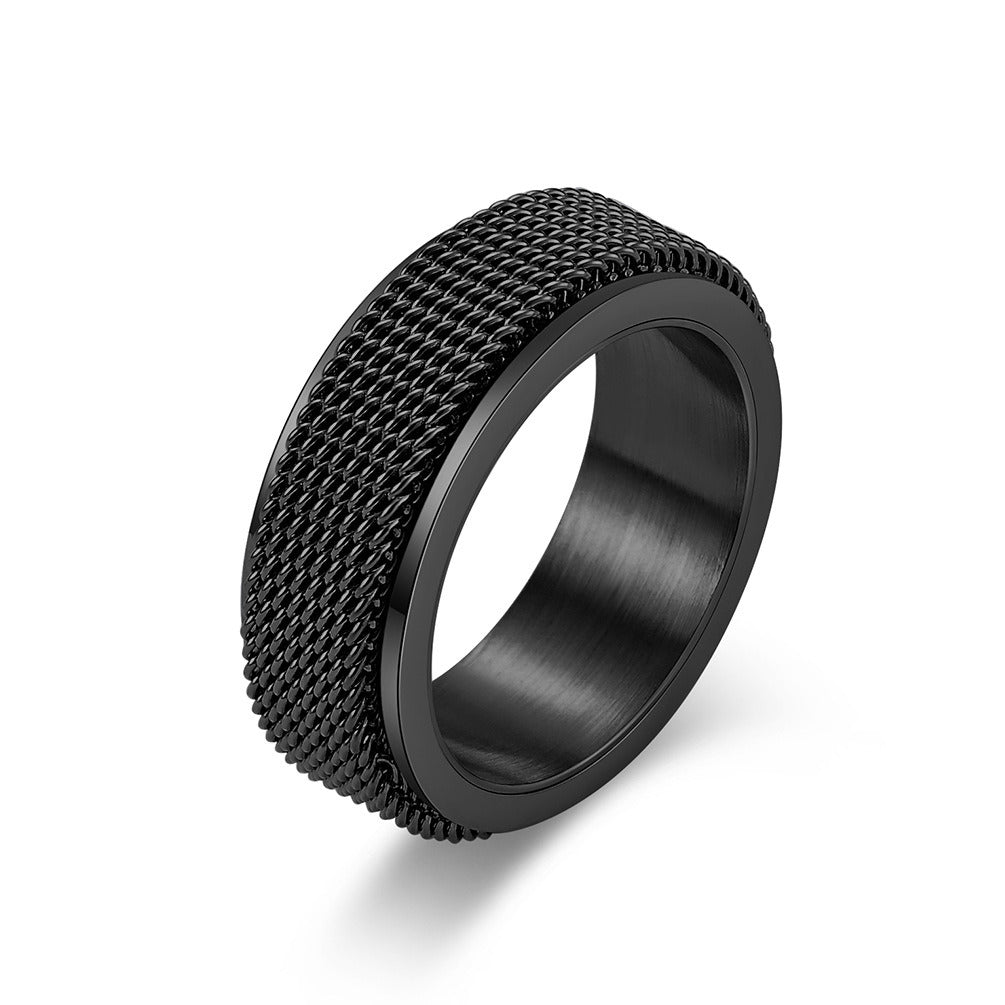 Waterproof Stainless Metal Spinner Mesh Wedding Band Rings for Men Male Release Stress Gifts Jewelry