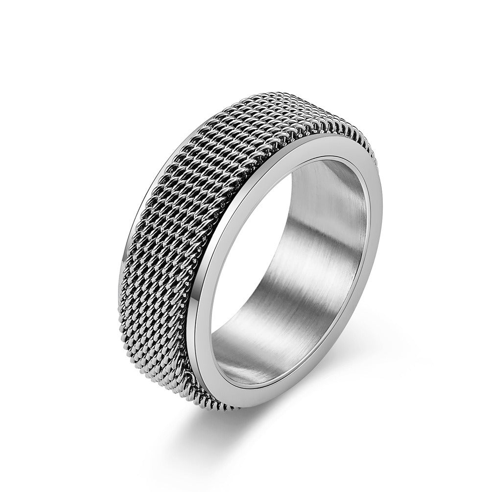 Waterproof Stainless Metal Spinner Mesh Wedding Band Rings for Men Male Release Stress Gifts Jewelry