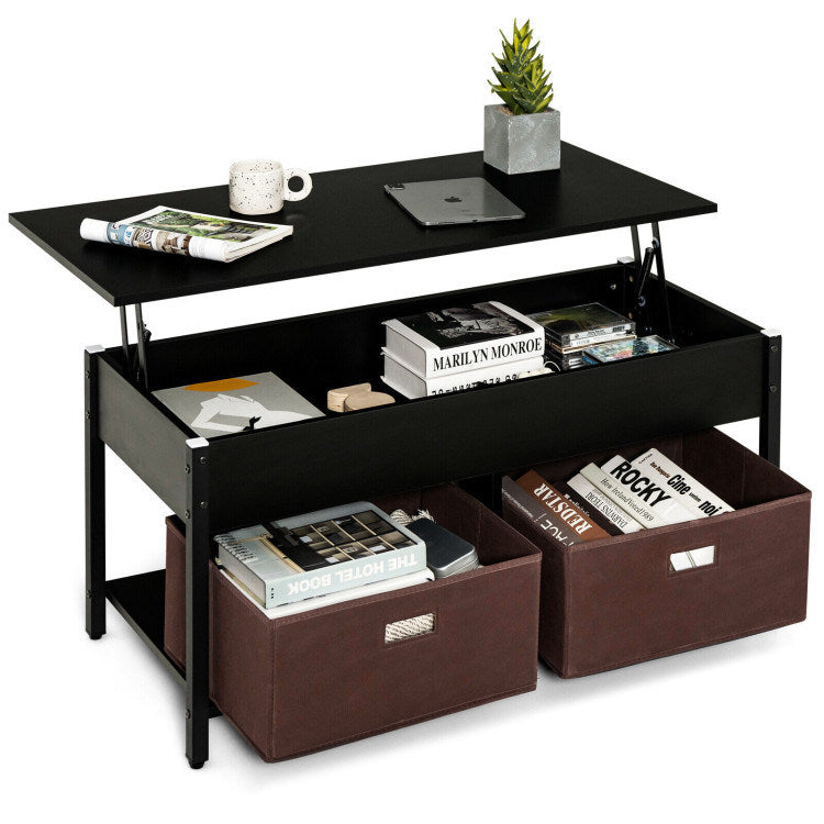 Lift Top Coffee Table with Drawers and Hidden Compartment