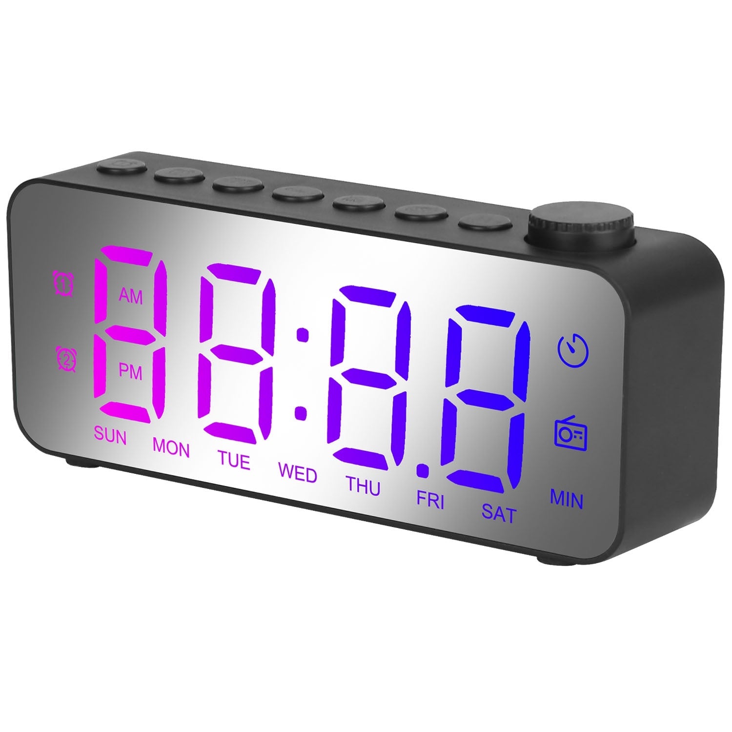 RGB Color LED Digital Alarm Clock Electric Alarm Clock with 8 Alarm Sounds 8 Font Colors 16 Adjustable Volumes 5 Dimmer Modes 12 24Hr Format Sleep Tim