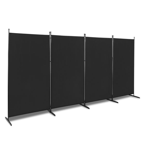 6FT 4-Fold 160g Polyester Fabric Plastic Foot Carbon Steel Frame Foldable Screen Black