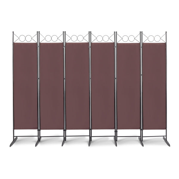 6FT 4-Fold Top With Shape 160g Polyester Cloth Plastic Feet Carbon Steel Frame Foldable Screen Brown