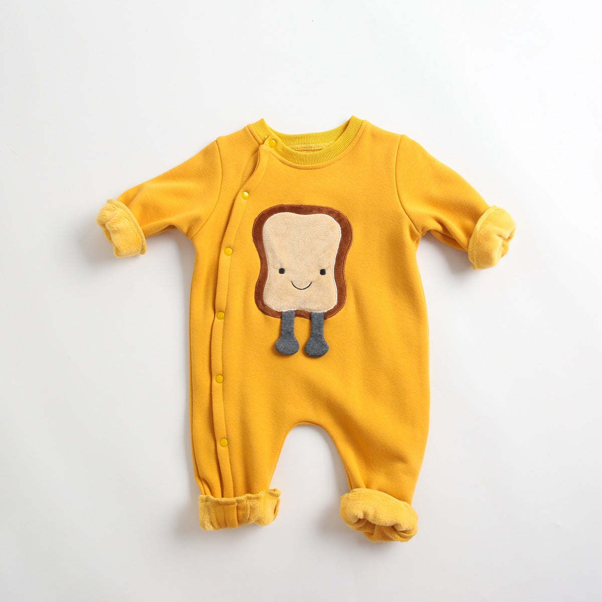 Baby Cartoon Pattern Side Snap Button Design Long Sleeved Romper