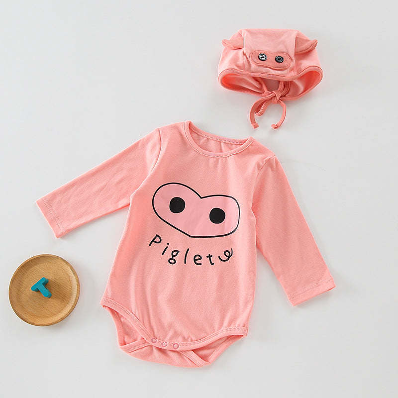 Baby 1pcs Cartoon Graphic Soft Cotton Long Sleeves Bodysuit With Hats