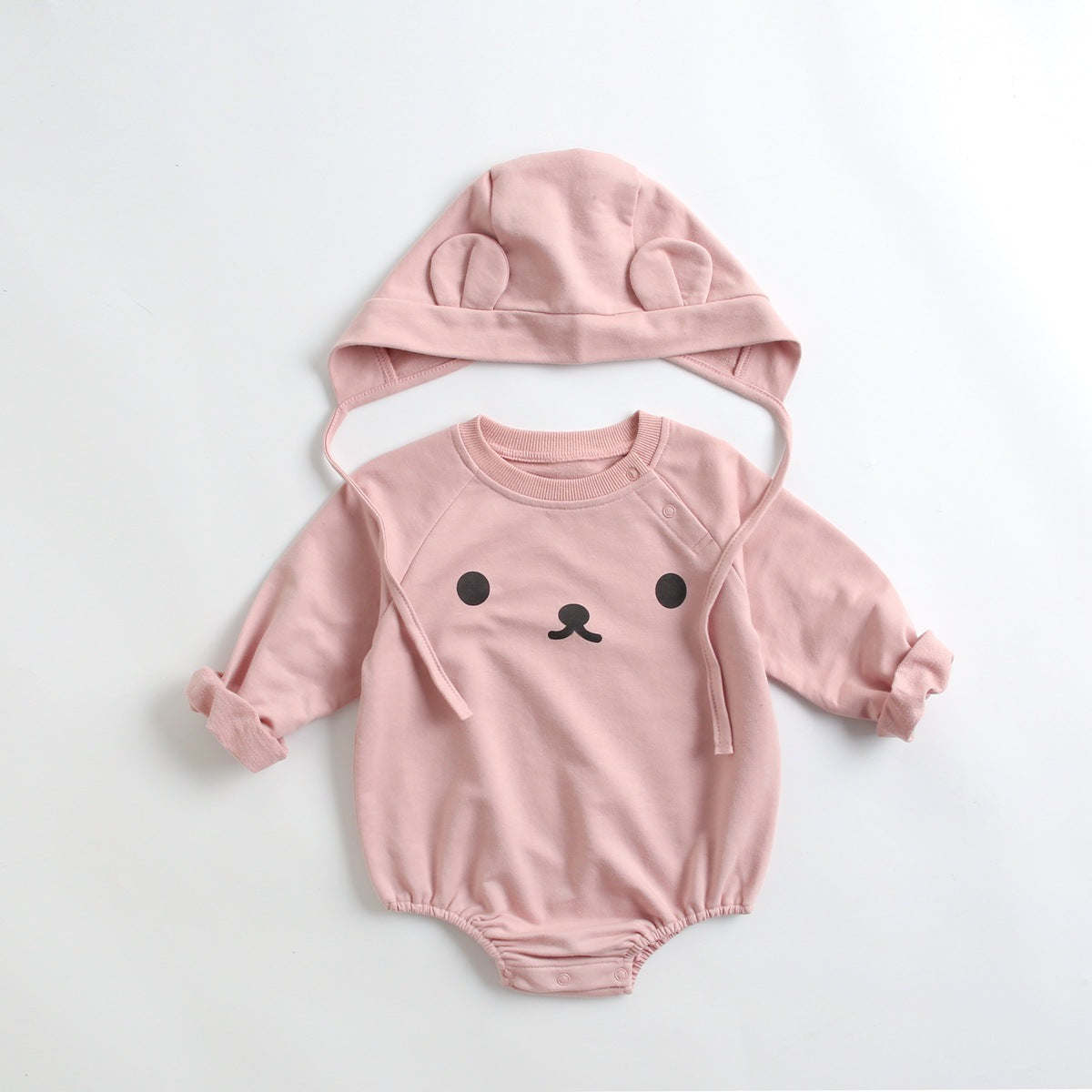 Baby 1pcs Cartoon Print Pattern Long Sleeved Cotton Triangle Onesies With Hat